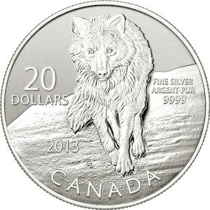 Canadian Mint $20 for $20 Fine Silver Coin - Wolf (2013) 2 Coins